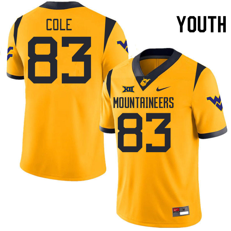 Youth #83 C.J. Cole West Virginia Mountaineers College 2024 New Uniforms Football Jerseys Stitched S